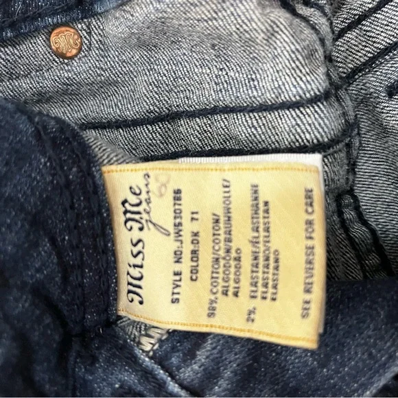 Miss Me Dark Blue Boot Cut Jeans with rhinestone embellishment. - Picture 8 of 15